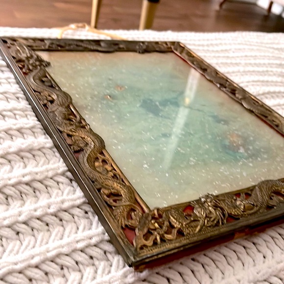 🐉Vintage MCM Mid Century Modern Brass Hanging Dragon Frame Wall Art Decor🐉 - Picture 6 of 16